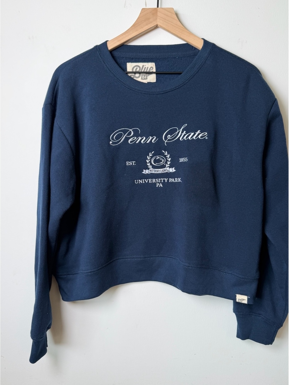 Blue 84 Penn State University Park PA Cropped Sweatshirt Blue women’s Med